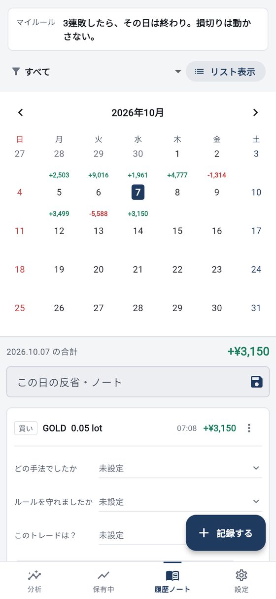 履歴ノート